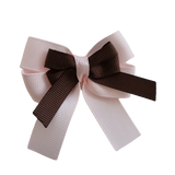 amore bow double layer colour school uniform hair clip school hair accessories hair bow baby girl pinkberry kisses Light Pink Brown