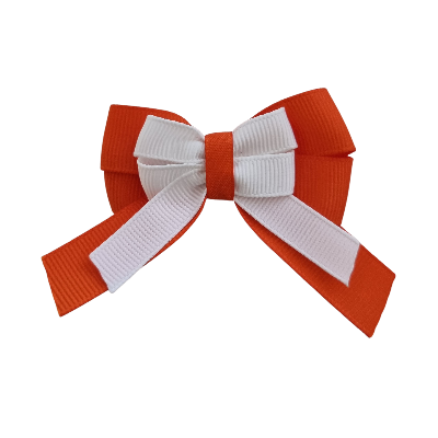 amore bow double layer colour school uniform hair clip school hair accessories hair bow baby girl pinkberry kisses  Orange White