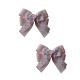 Amore Hair Bow - Polka Dots Non Slip Hair Clip Hair Bow hair Accessories Pink White Carly Pair of Hair Bows 