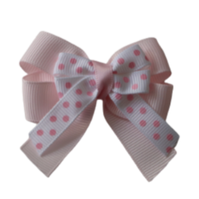 Amore Hair Bow - Polka Dots Non Slip Hair Clip Hair Bow hair Accessories Pink White Carly