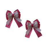 Amore Hair Bow - Polka Dots Non Slip Hair Clip Hair Bow hair Accessories Pink White Sweet Sugar