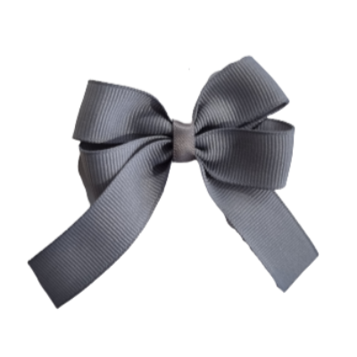 Amore Hair Bow - Grey 6.5cm (w) Non Slip Hair Clip Hair Accessories Baby and Toddler Pinkberry Kisses