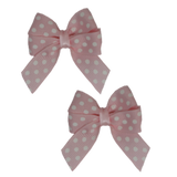 Amore Hair Bow - Pink and White Spots Hair accessories for girls Hair Accessories for Babies Hair Bow for Babies Hair bow for Toddler Non Slip Hair Bow Pinkberry Kisses Pair of Hair Bows