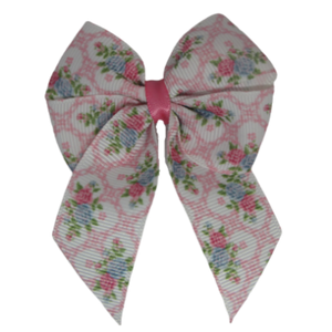 Amore Hair Bow -  Pink Floral 6.5cm Hair accessories for girls Hair Accessories for Babies Hair Bow for Babies Hair bow for Toddler Non Slip Hair Bow Pinkberry Kisses