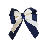 amore bow double layer colour school uniform hair clip school hair accessories hair bow baby girl pinkberry kisses Navy Blue Cream Ivory