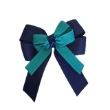 amore bow double layer colour school uniform hair clip school hair accessories hair bow baby girl pinkberry kisses Navy Blue Jade