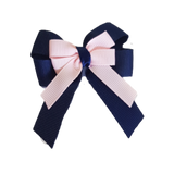 amore bow double layer colour school uniform hair clip school hair accessories hair bow baby girl pinkberry kisses Navy Blue Light Pink