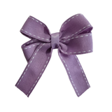 Amore Hair Bow - Purple with White Stitching 6.5cm (w) Non Slip Hair Clip Hair Accessories Baby and Toddler Pinkberry Kisses