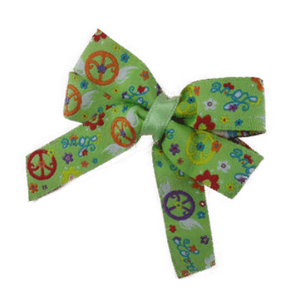 Amore Hair Bow - Single Layer Print Peace Baby toddler girl hair accessories non slip hair clip pinkberry kisses