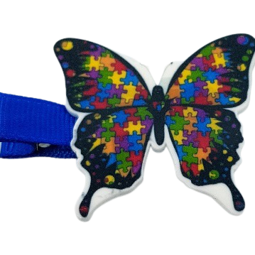 Autism Awareness Butterfly Embellished Hair Clip - Pinkberry Kisses