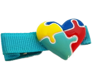 Autism Awareness Heart Embellished Hair Clip - Pinkberry Kisses