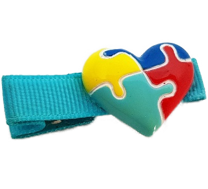 Autism Awareness Heart Embellished Hair Clip - Pinkberry Kisses