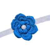 babies and toddler elastic headband - crochet flower Dress Blue Baby headband Toddler headband soft headband headband for babies