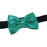 Baby and Toddler Soft Headband - Sequin Bow Green Pinkberry Kisses