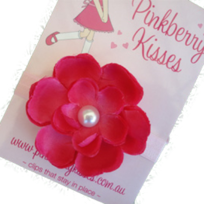 Baby and Toddler Headband - Pink flower Peta Pinkberry Kisses 