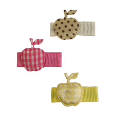 Baby Hair Clip - Apple 3pc Set (4 colour options) Non Slip Baby and Toddler Hair Clip Pinkberry Kisses