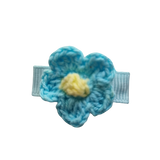 Baby and Toddler non slip hair clips - crochet flower Blue Baby Toddler Hair Accessories Pinkberry Kisses