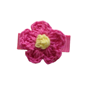 Baby and Toddler non slip hair clips - crochet flower Red Baby Toddler Hair Accessories Pinkberry Kisses