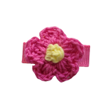 Baby and Toddler non slip hair clips - crochet flower Bright Pink Baby Toddler Hair Accessories Pinkberry Kisses
