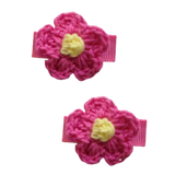 Baby and Toddler non slip hair clips - crochet flower Baby Toddler Hair Accessories Pinkberry Kisses Bright Pink Pair of Hair Clips