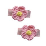 Baby and Toddler non slip hair clips - crochet flower Baby Toddler Hair Accessories Pinkberry Kisses Pink Yellow Pair of Hair Clips