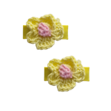Baby and Toddler non slip hair clips - crochet flower Baby Toddler Hair Accessories Pinkberry Kisses Yellow Pair of Hair Clips