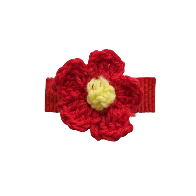 Baby and Toddler non slip hair clips - crochet flower Red Baby Toddler Hair Accessories Pinkberry Kisses