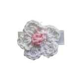 Baby and Toddler non slip hair clips - crochet flower White and Light Pink Baby Toddler Hair Accessories Pinkberry Kisses