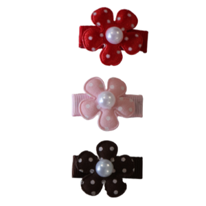 baby non slip hair clip spotty daisy set baby toddler hair clip pinkberry kisses Red Pink Brown Set of Baby hair Clips