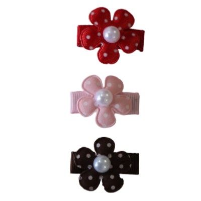 baby non slip hair clip spotty daisy set baby toddler hair clip pinkberry kisses Red Pink Brown Set of Baby hair Clips