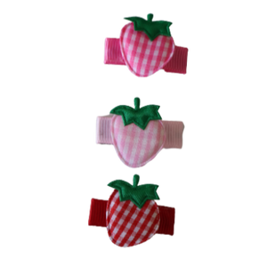 Baby Non Slip Hair Clip - Strawberries 3pc Set Baby toddler Hair Clip Set Hair Accessories Pinkberry Kisses Red Pink