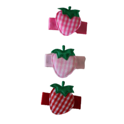 Baby Non Slip Hair Clip - Strawberries 3pc Set Baby toddler Hair Clip Set Hair Accessories Pinkberry Kisses Red Pink