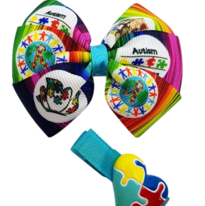Autism Awareness - Bow and clip set 1 - Pinkberry Kisses Hair accessories for girls Hair accessories for baby - Pinkberry Kisses