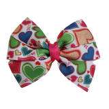 Bella Hair Bow - Bright Love Hearts 7cm Hair accessories for girls Hair accessories for baby - Pinkberry Kisses