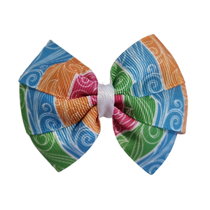 Bella Hair Bow - Bright Stripes and Swirls 7cm Hair accessories for girls Hair accessories for baby - Pinkberry Kisses 