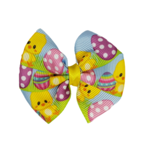 Bella Hair Bow - Easter Egg with Chickens  Hair accessories for girls Hair Accessories for Babies Hair Bow for Babies Hair bow for Toddler Non Slip Hair Bow 