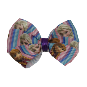 Bella Hair Bow - Frozen - Pink and Purple Stripe 7cm Baby Girl Hair Clip Non Slip hair bow Hair accessories Pinkberry Kisses