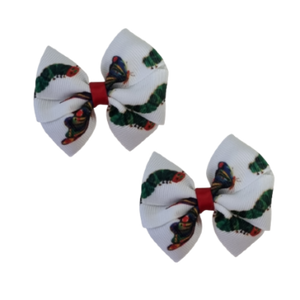 Bella Hair Bow - Hungry Little Caterpillar and Butterfly Toddler Girl Non Slip Hair Clip Pinkberry Kisses