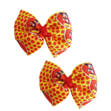 Bella Hair Bow - Mickey Mouse Red and Yellow Non Slip Hair Clip Hair Accessories Baby and Toddler Pinkberry Kisses Pair