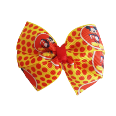 Bella Hair Bow - Mickey Mouse Red and Yellow Non Slip Hair Clip Hair Accessories Baby and Toddler Pinkberry Kisses