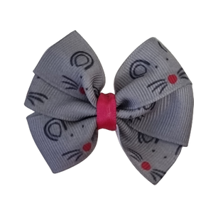 Bella Hair Bow - Mouse with Pink Nose Toddler Girl Baby Non Slip Hair Clip Hair Accessories Pinkberry Kisses