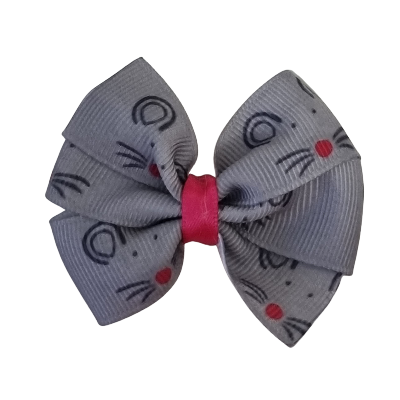 Bella Hair Bow - Mouse with Pink Nose Toddler Girl Baby Non Slip Hair Clip Hair Accessories Pinkberry Kisses