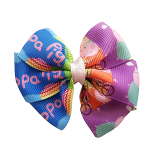 Bella Hair Bow - Peppa Pig on a Bicycle Hair accessories for girls Hair accessories for baby toddler Non Slip Hair Clip  - Pinkberry Kisses