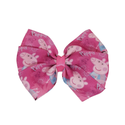 Bella Hair Bow - Peppa Pig Pink - 7cm Hair accessories for girls Hair accessories for baby toddler non slip hair clip - Pinkberry Kisses