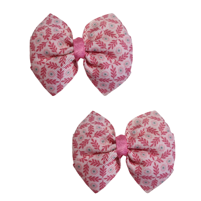 Bella Hair Bow Pink Flower Pattern 7cm Pinkberry Kisses