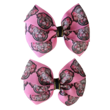 Hair accessories for girls Hair accessories for baby -Bella Hair Bow - Pink Skull 7cm Pinkberry Kisses Pair of Non Slip Hair Clips