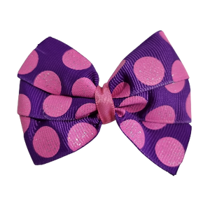Bella Hair Bow - Purple with Pink Glitter 7cm Hair accessories for girls Hair accessories for baby - Pinkberry Kisses