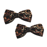 Cherish Hair Bow - Gold and Black Swirls - Hair Accessories for Girl Baby Children Pinkberry Kisses Pair