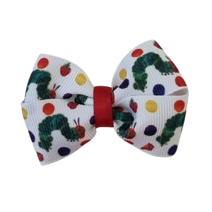 Cherish Hair Bow - Hungry Little Caterpillar with Dots Toddler Girl Non Slip Hair Clip Pinkberry Kisses