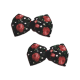 Cherish Hair Bow - Navy with Red Rose - Hair Accessories for Girl Baby Children Pinkberry Kisses
